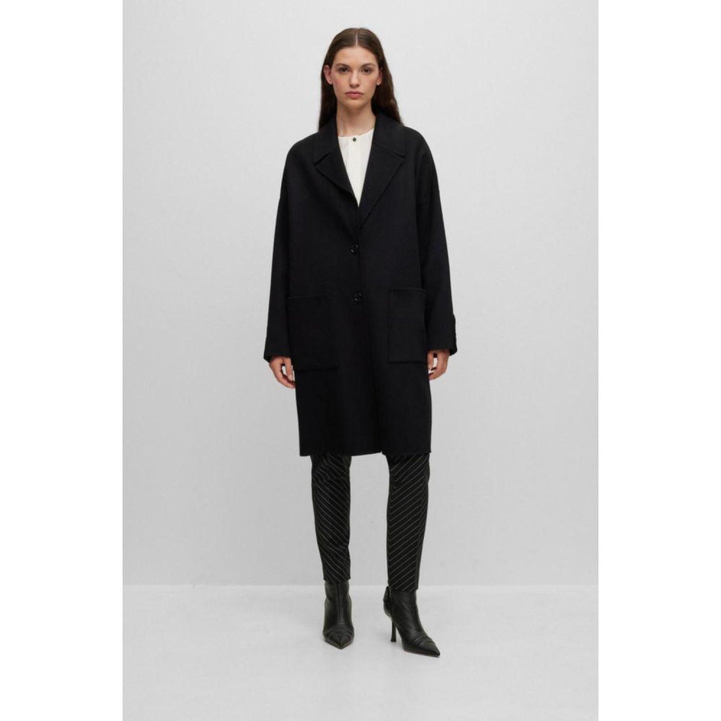 Melange relaxed-fit coat blended with wool