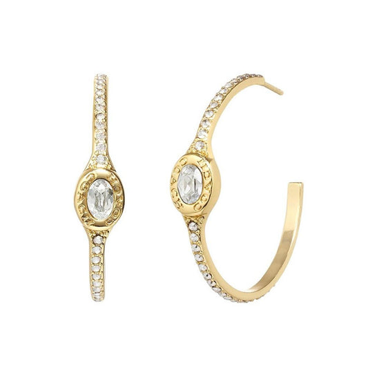 Signature Crystal Stone Pave Hoop Earrings