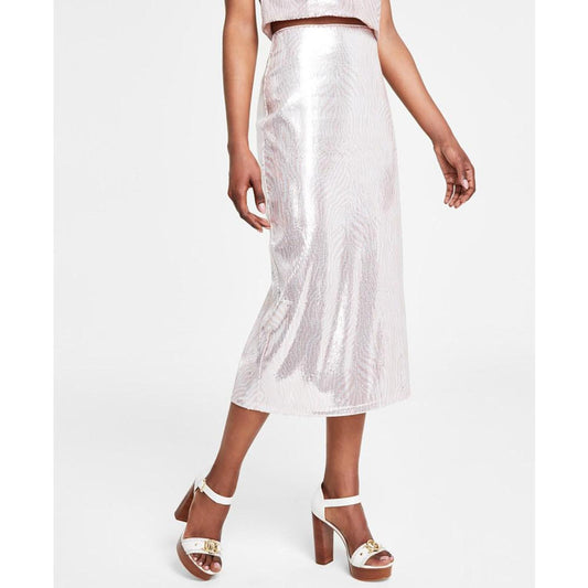 Women's Sequined Zebra-Print A-Line Midi Skirt