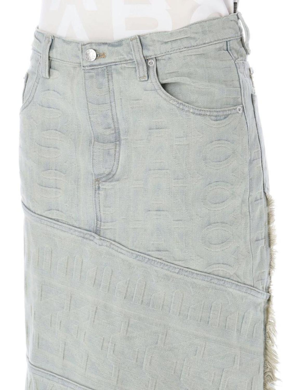 Marc Jacobs Monogram Frayed Edge Denim Skirt