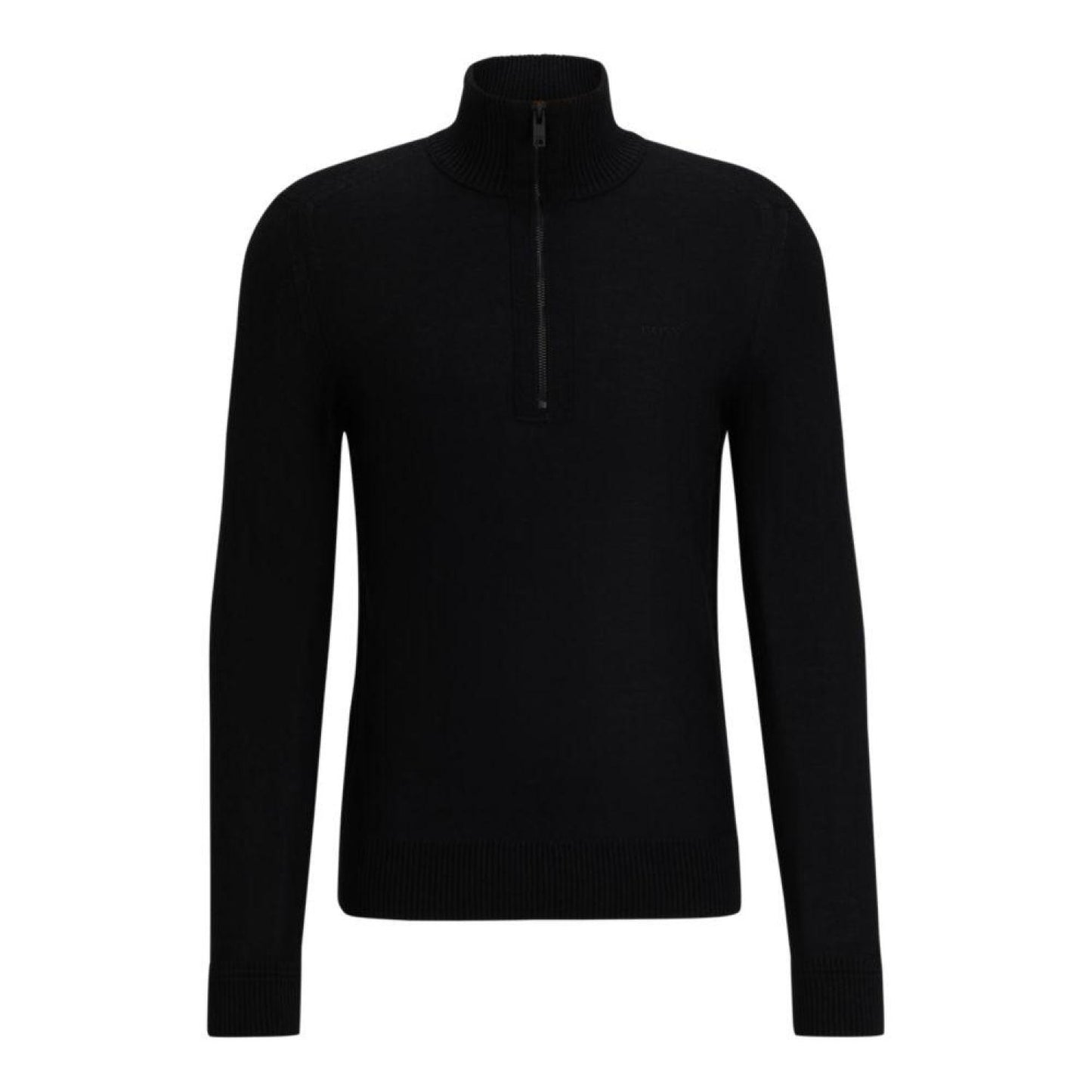 Wool-blend zip-neck sweater with logo detail