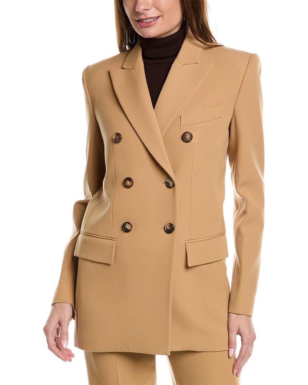 Michael Kors Collection Double Breasted Boyfriend Tab Wool Blazer