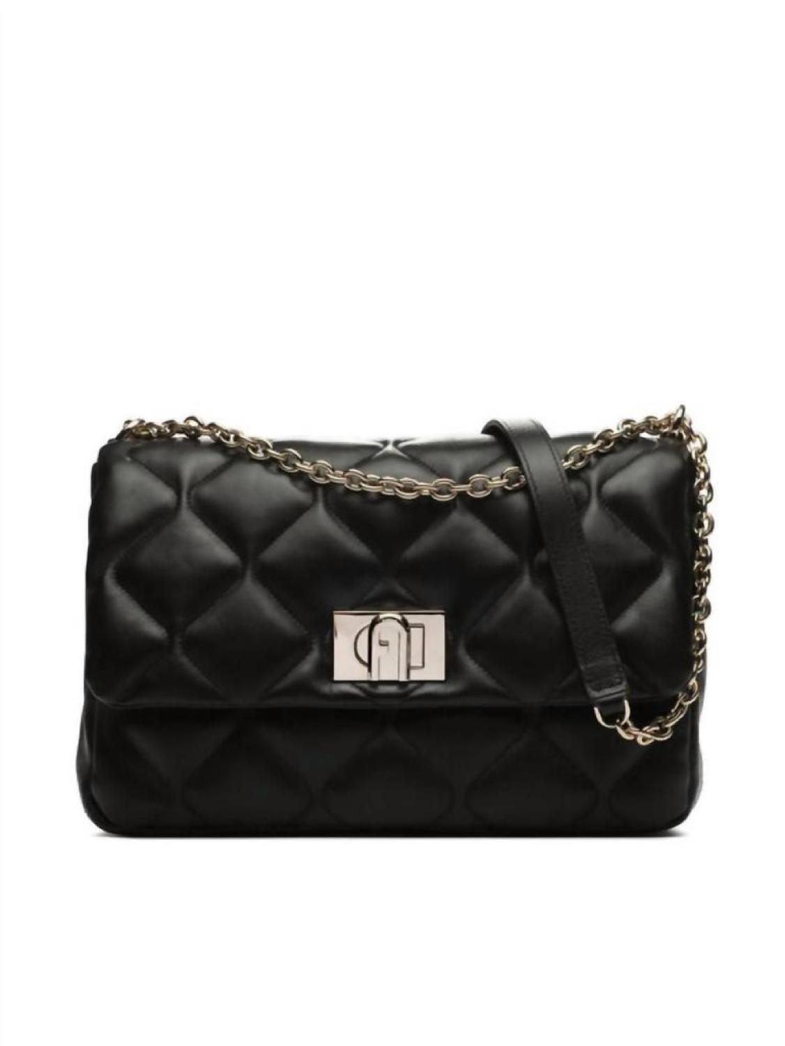 Women's 1927 M Chain Crossbody Leather Bag In Nero