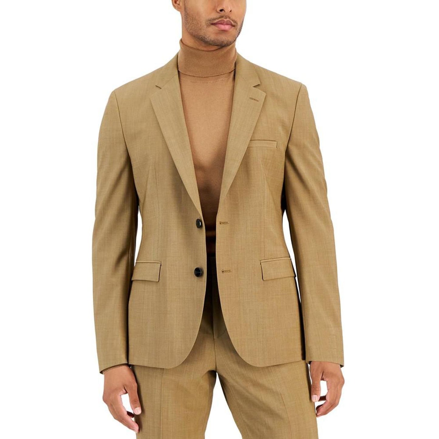 Men's Modern-Fit Stretch Tan Suit Separate Jacket