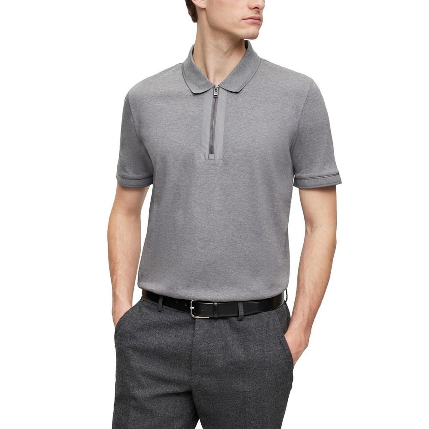 Men's Zip Placket Polo Shirt