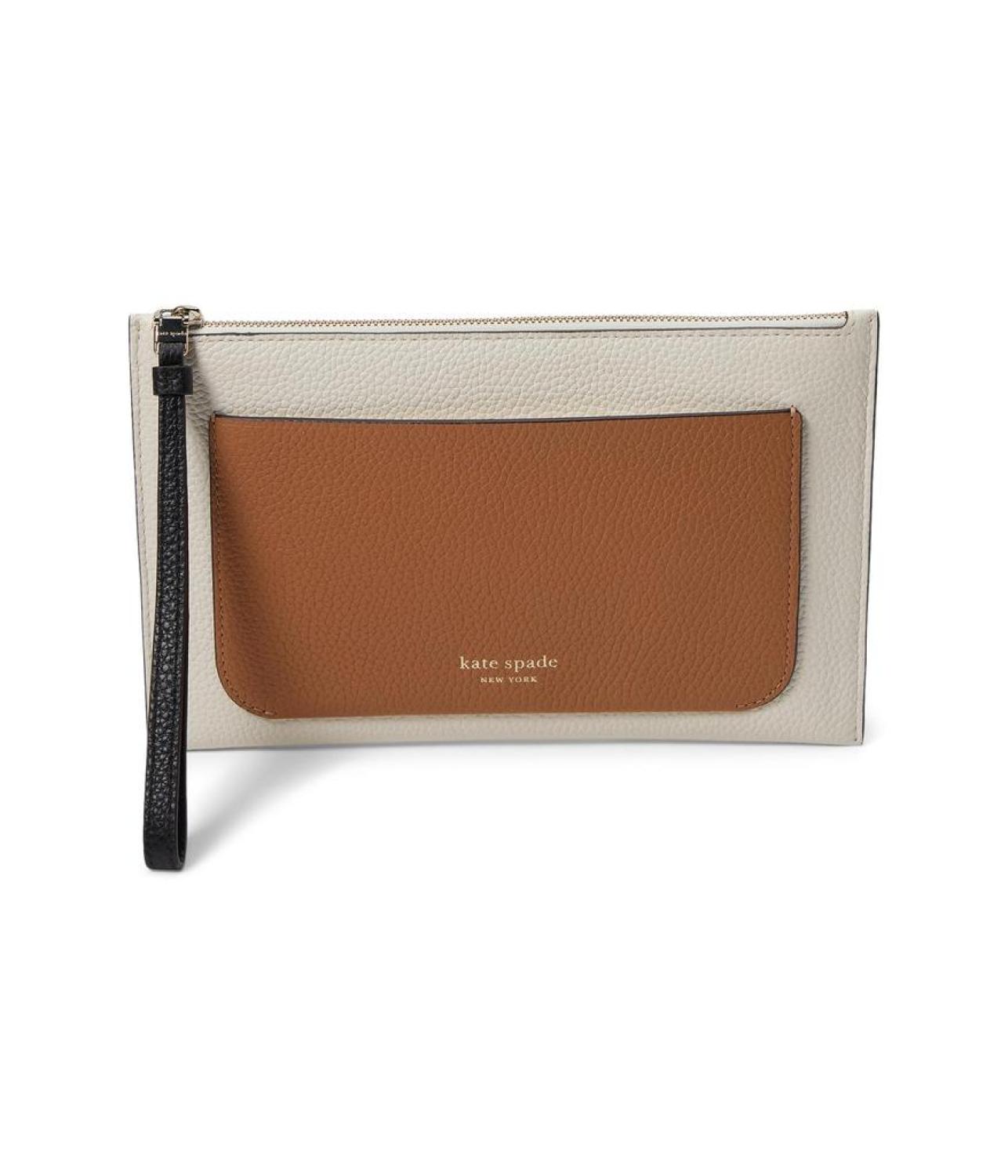 Ava Colorblocked Pebbled Leather Wristlet