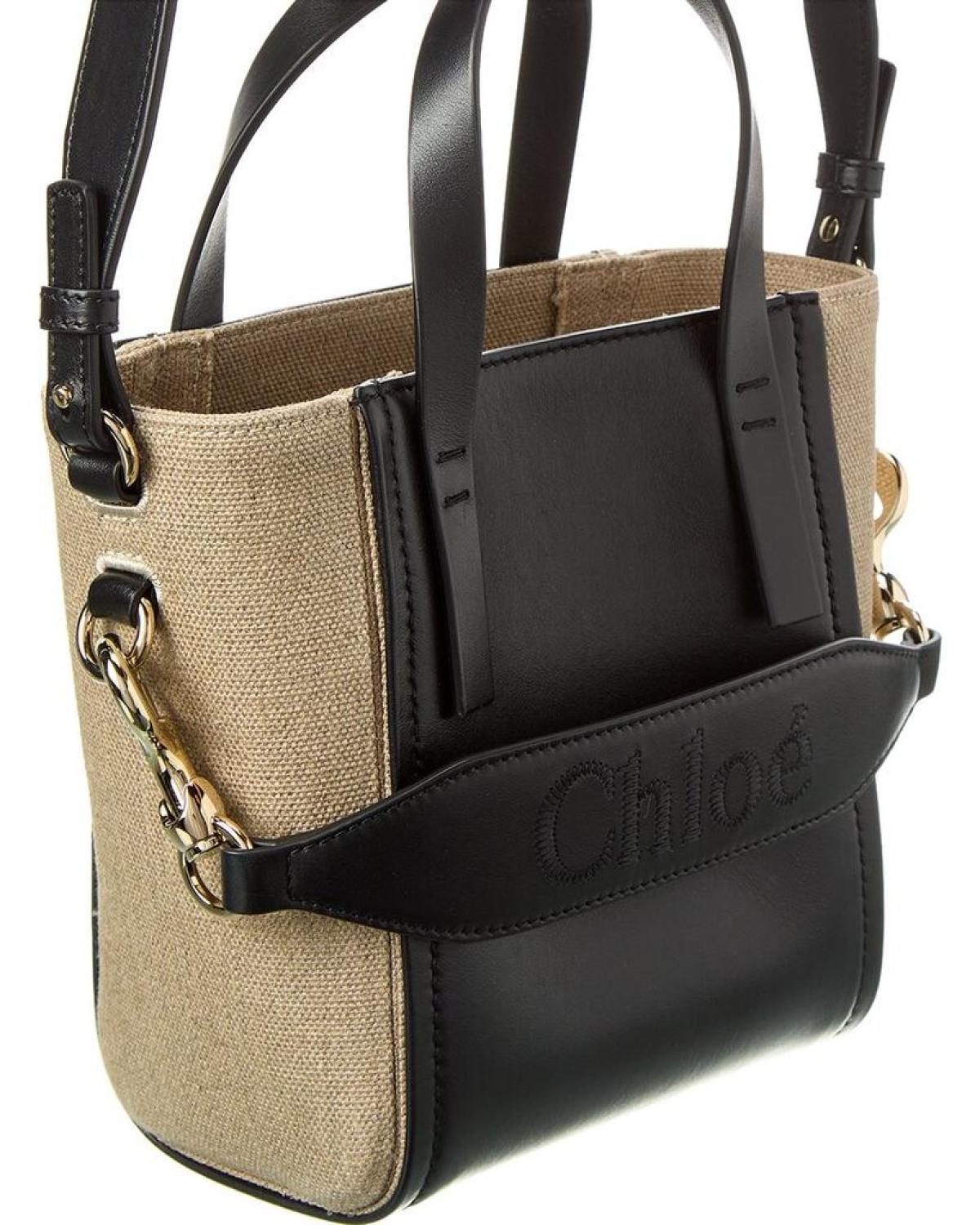 Chloé Sense Small Linen & Leather Tote