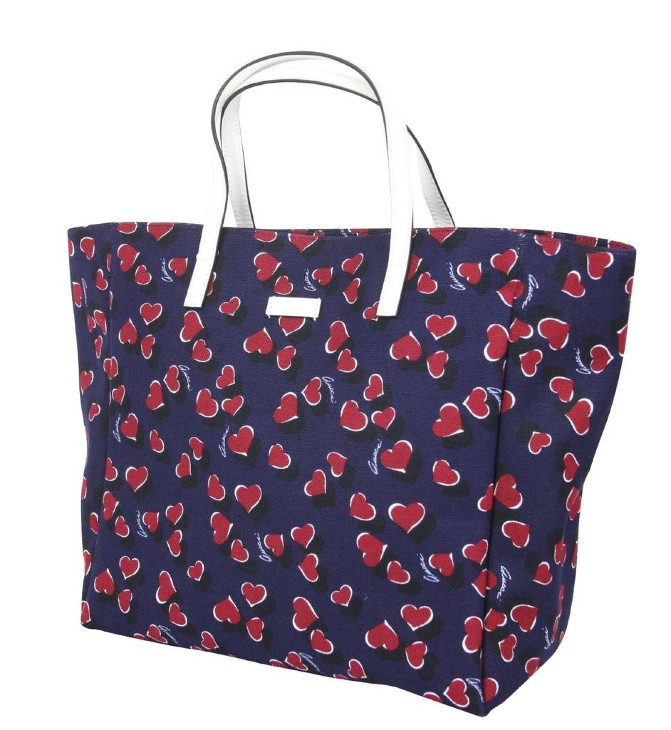 Gucci Women's  Canvas Handbag Heartbit Print Tote Bag