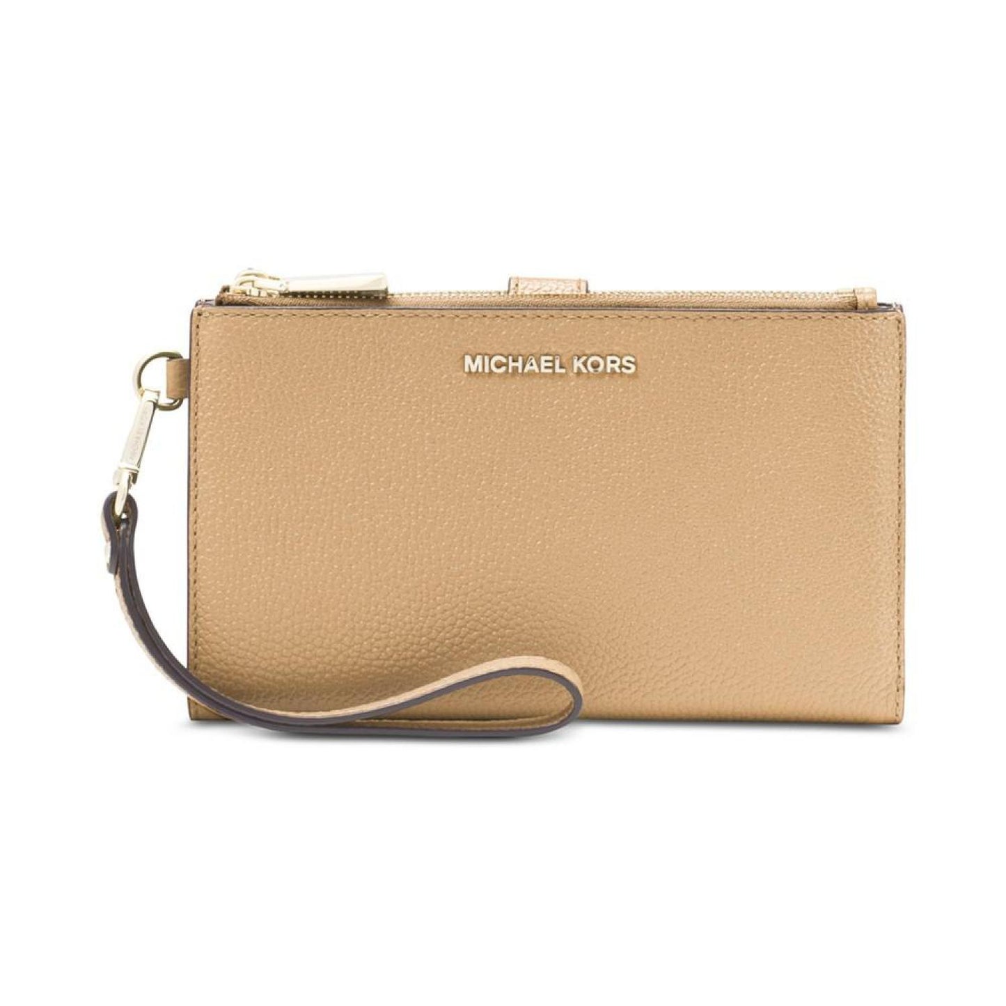 Adele Double-Zip Pebble Leather Phone Wristlet