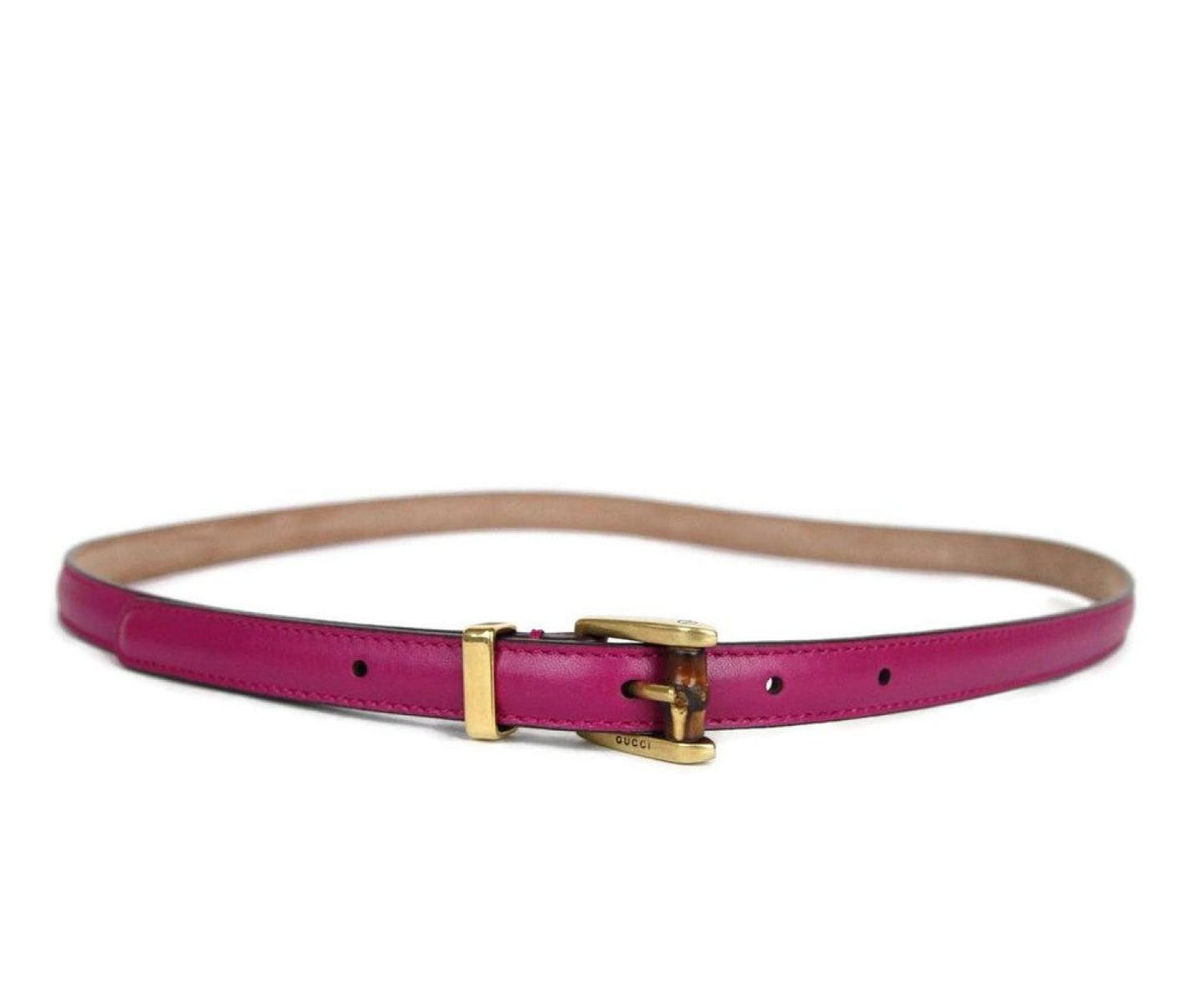 Gucci Women's Leather Bamboo Skinny Buckle Belt