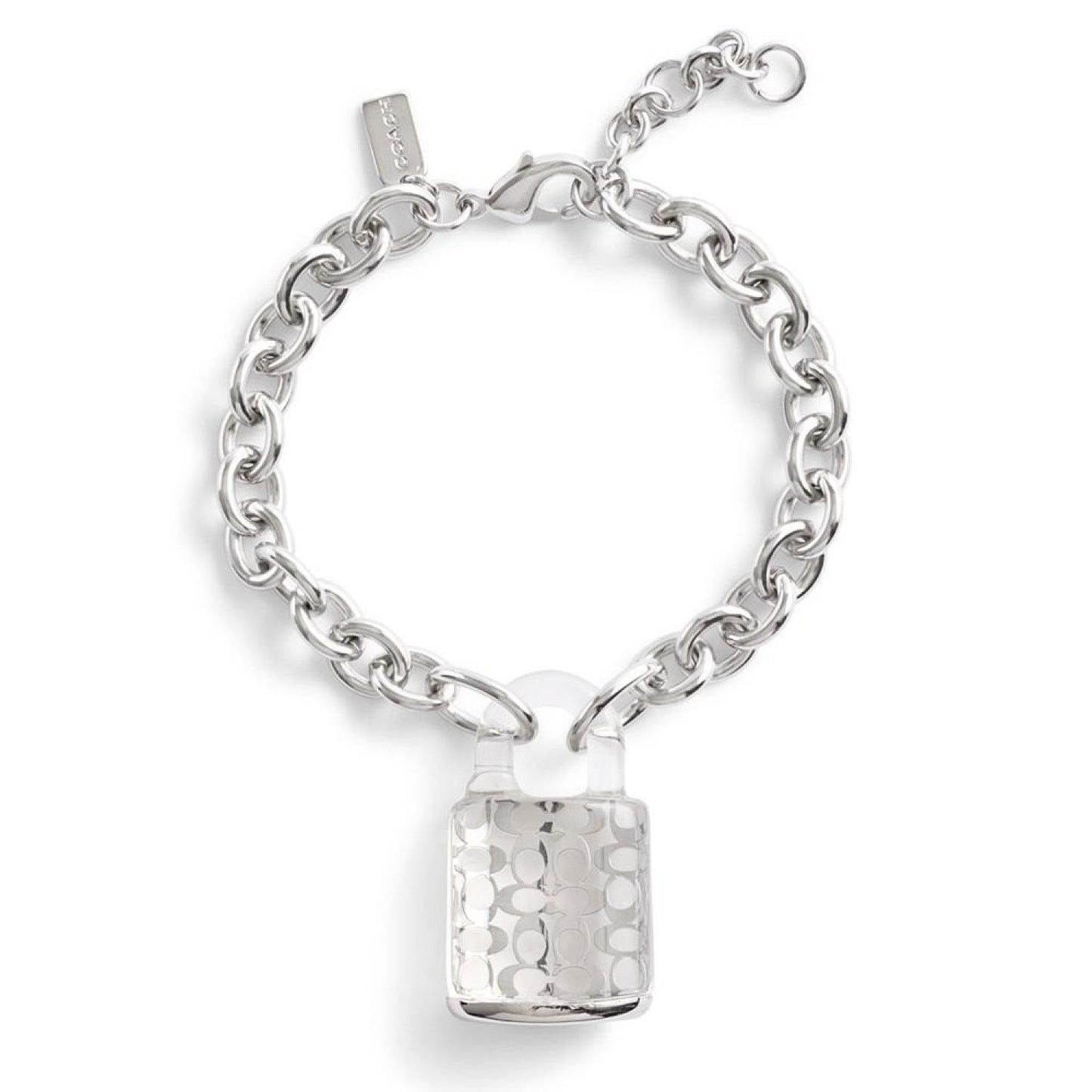 Clear Resin Signature Quilted Lucite Padlock Charm Bracelet