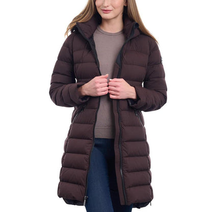 Women's Hooded Faux-Leather-Trim Puffer Coat, Created for Macy's