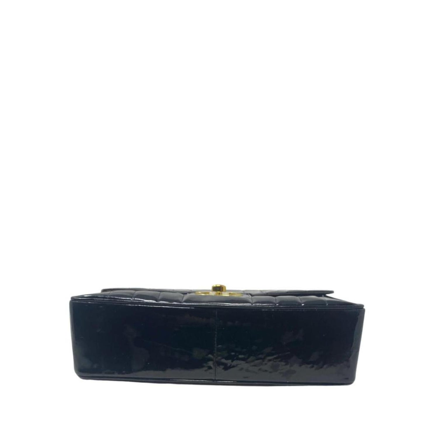 Patent Leather Mademoiselle Jumbo Single Flap In Black