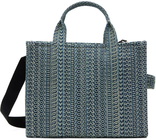 Blue 'The Washed Monogram Medium Tote Bag' Tote