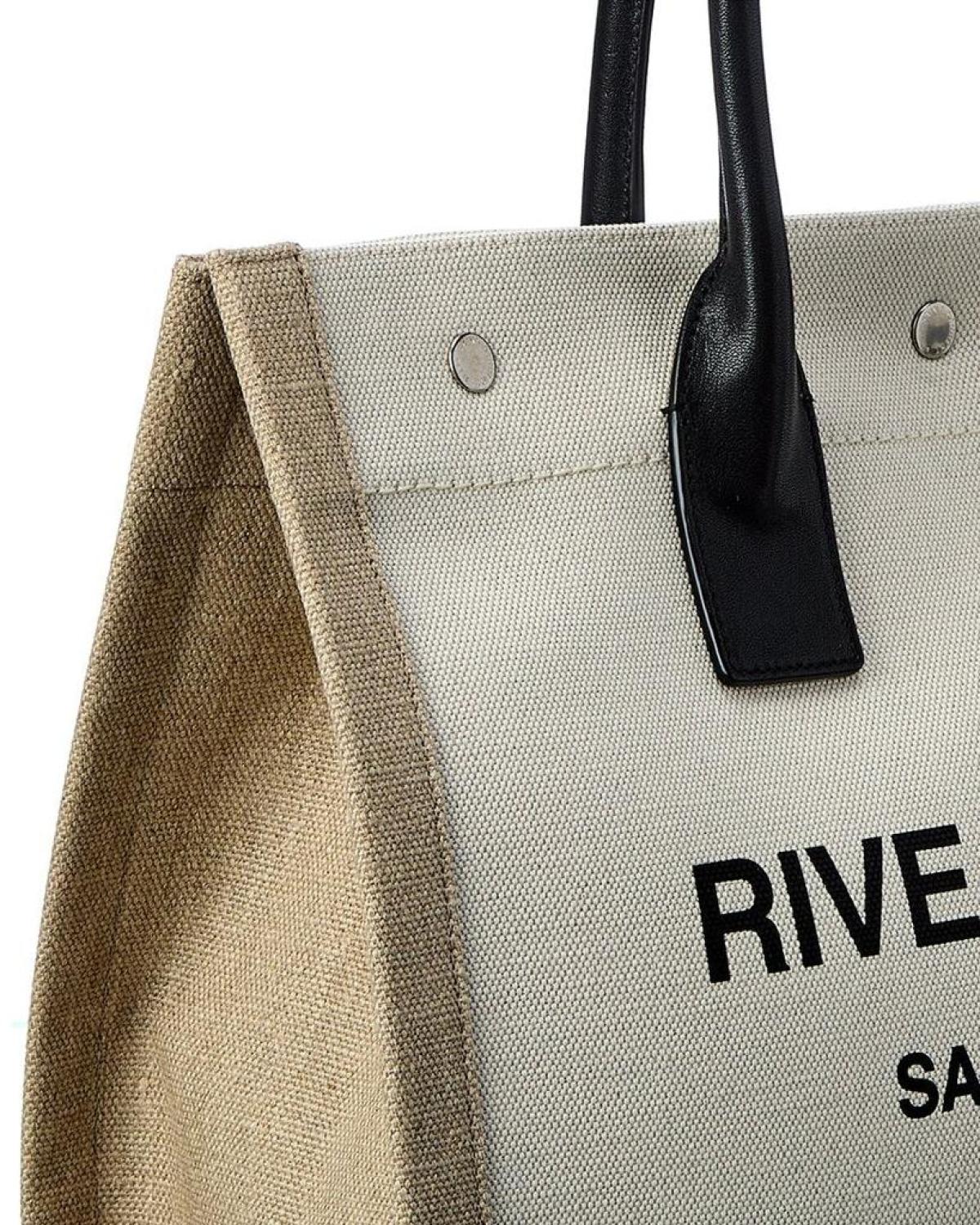 Saint Laurent Rive Gauche Small Canvas & Leather Tote