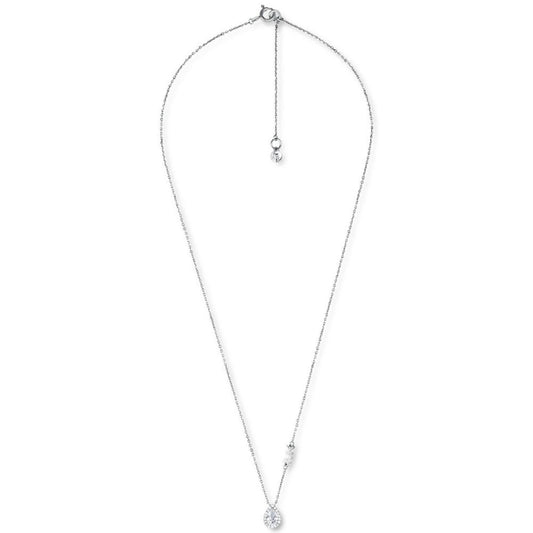 Sterling Silver Cubic Zirconia Pear-Shape Halo Pendant Necklace, 16" + 2" extender