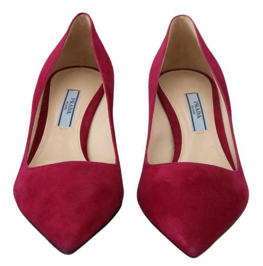 Prada Suede Leather Heels Pumps Women's Shoes