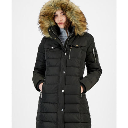 Women's Petite Faux-Fur-Trim Hooded Puffer Coat, Created for Macy's