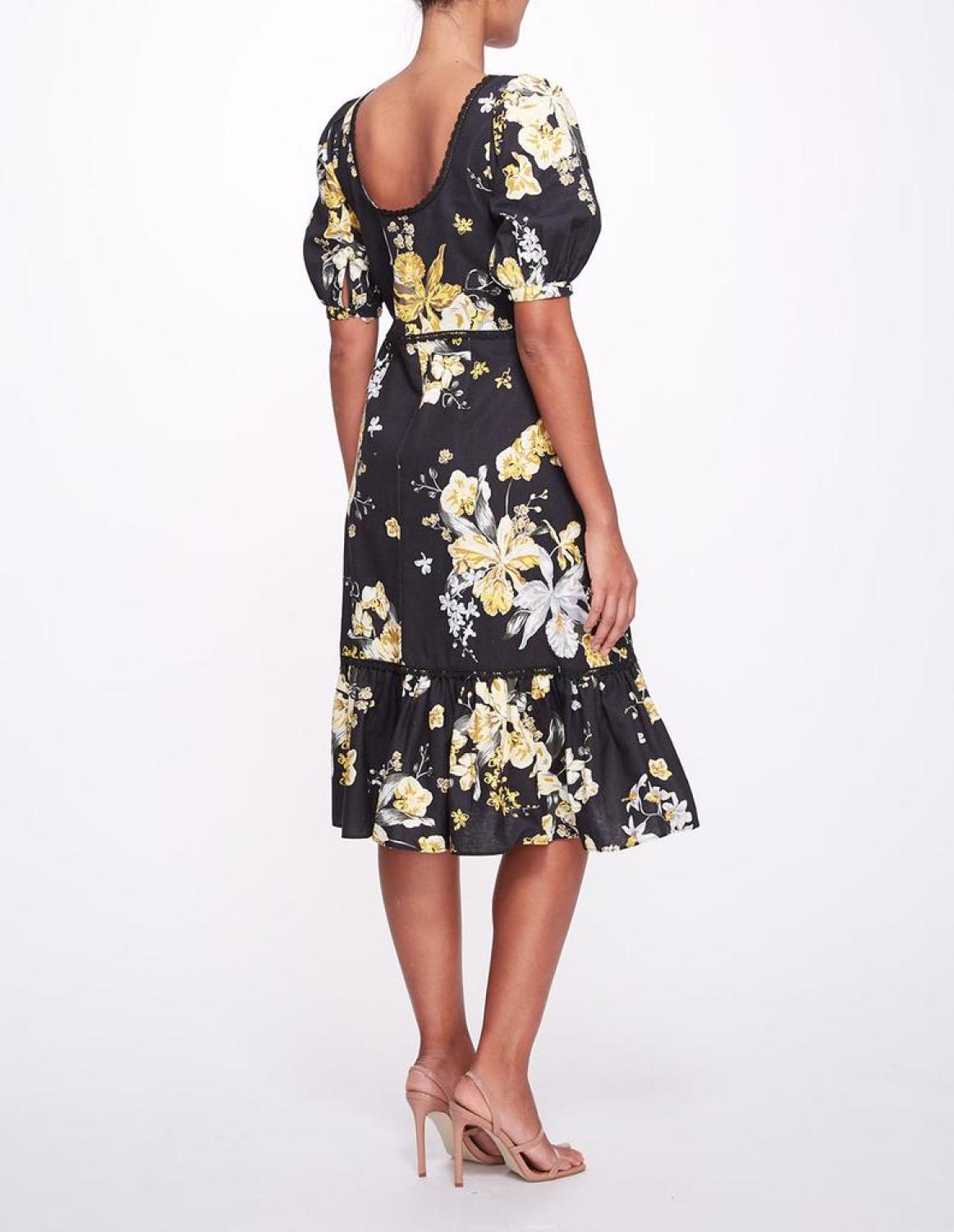 Sweetheart Neckline Floral Print Fitted Midi Dress