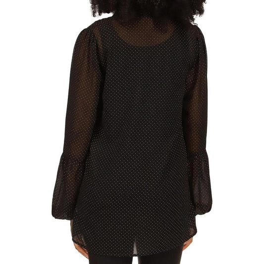 Womens Metallic Chiffon Tunic Top