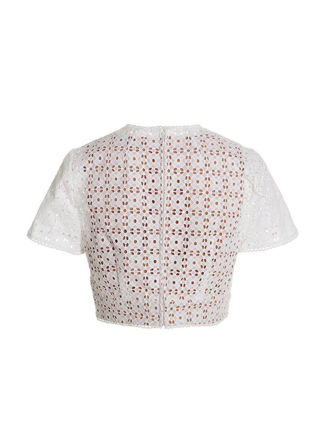 Michael Kors Broderie Anglaise Crewneck Cropped Top