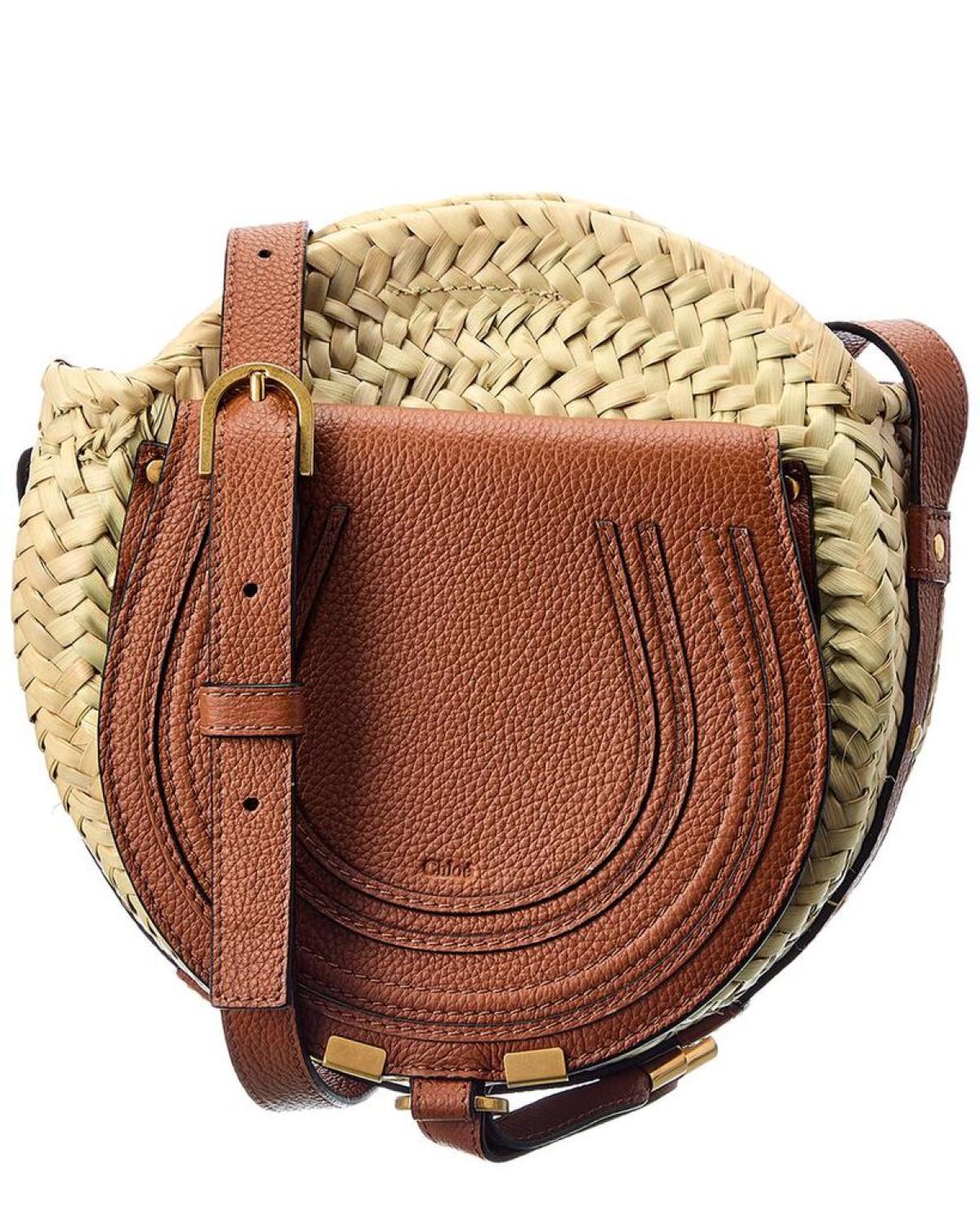 Chloé Marcie Raffia & Leather Basket Crossbody