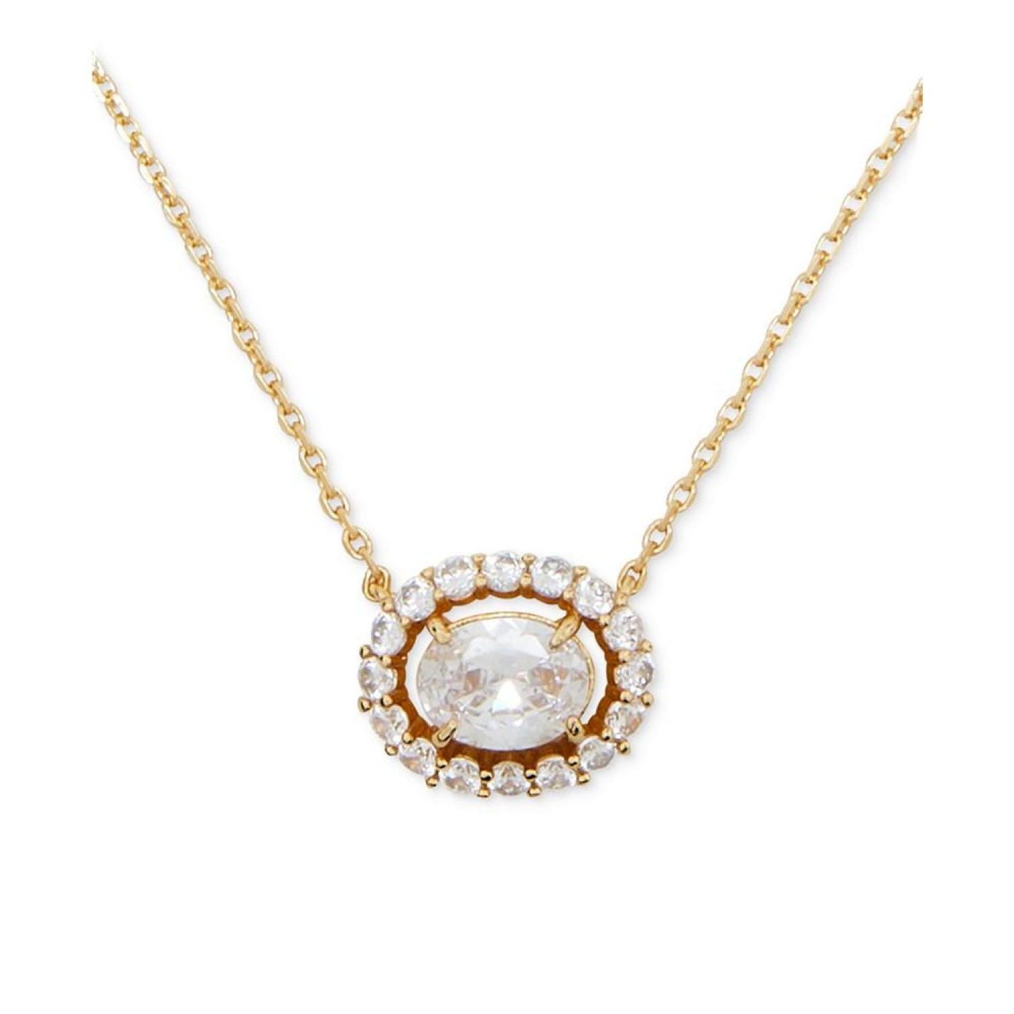 Gold-Tone Cubic Zirconia Orbital Mini Pendant Necklace, 16" + 3" extender