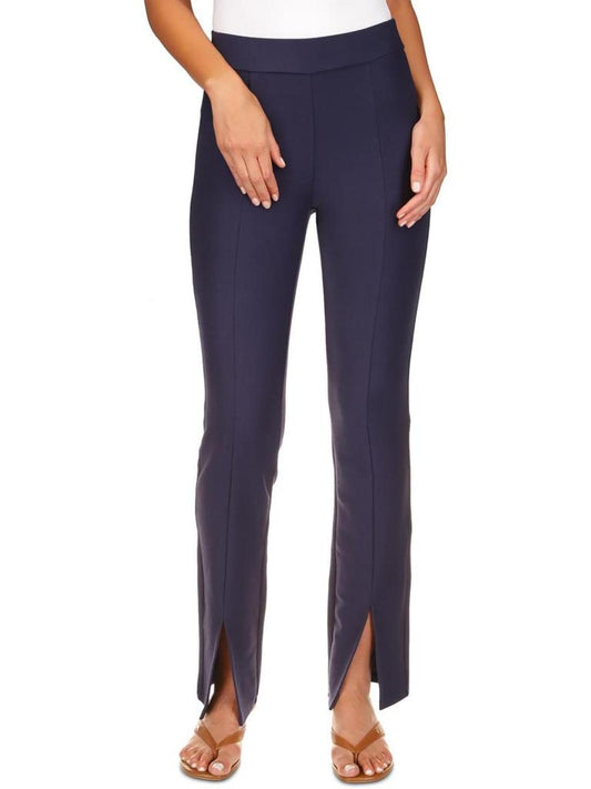 Womens Front Seam Slits Straight Leg Pants