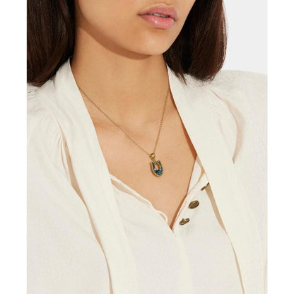 Faux Stone Signature Crystal C Pendant Necklace