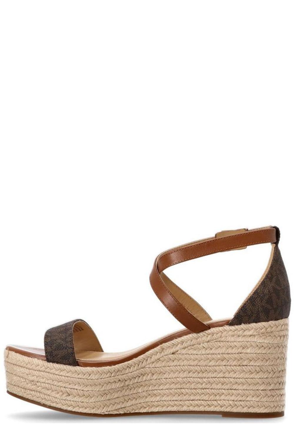 Michael Michael Kors Serena Logo Printed Wedge Sandals