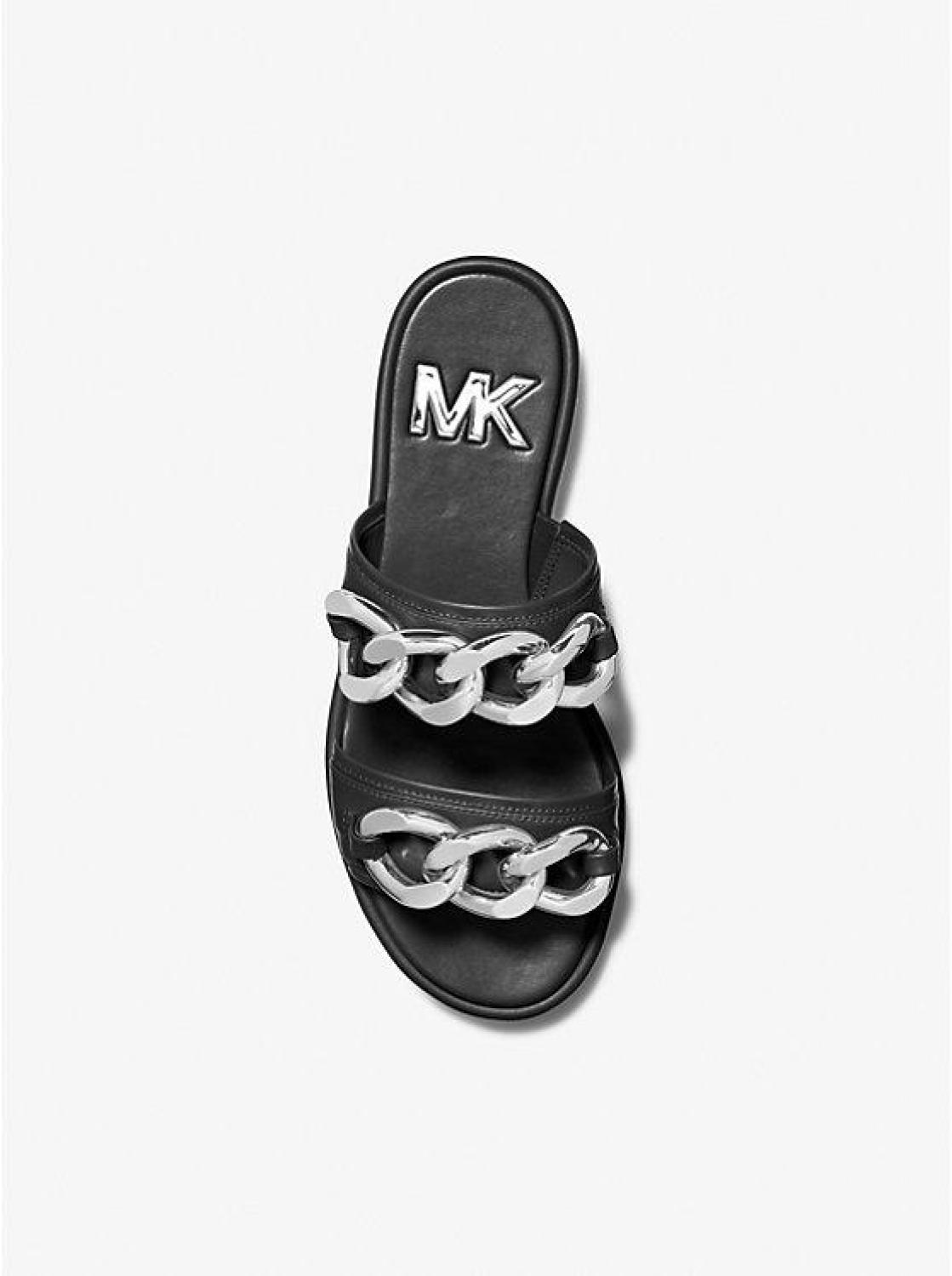 Scarlett Chain Link Leather Slide Sandal