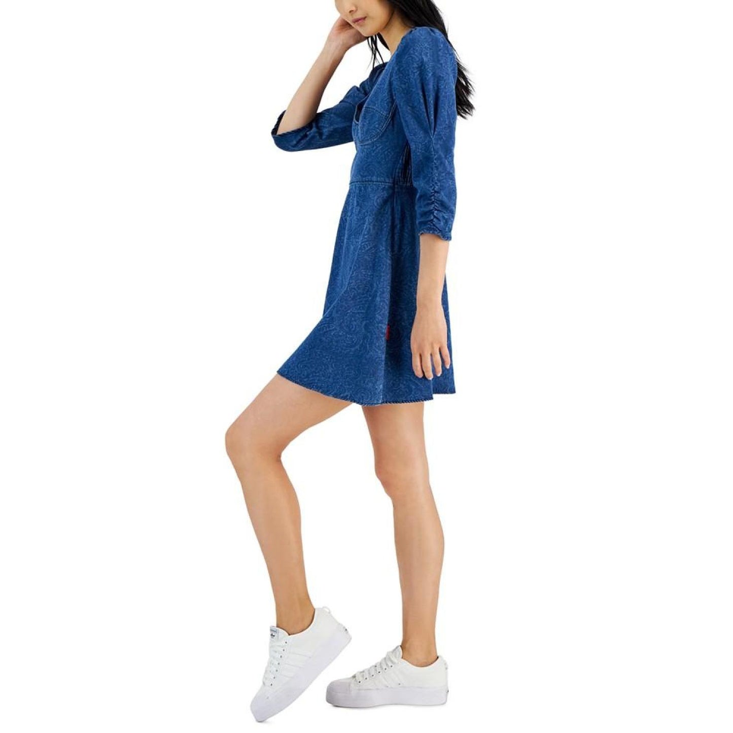 Women's Denim 3/4-Sleeve Fit & Flare Dress