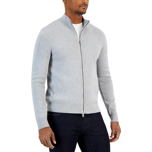 Men's Double Knit Zip-Front Sweater Jacket