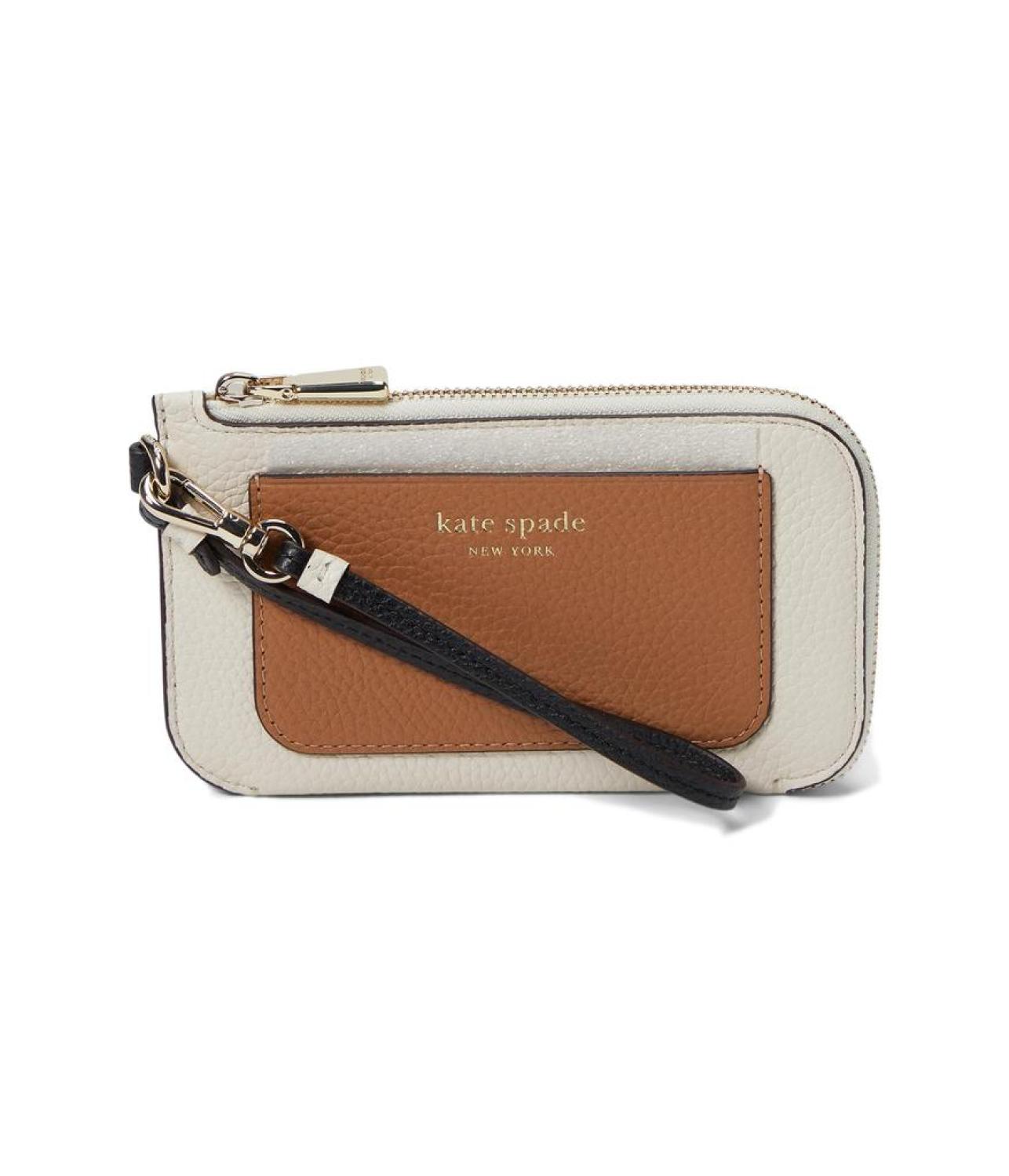 Ava Colorblocked Pebbled Leather Coin Card Case Wristlet