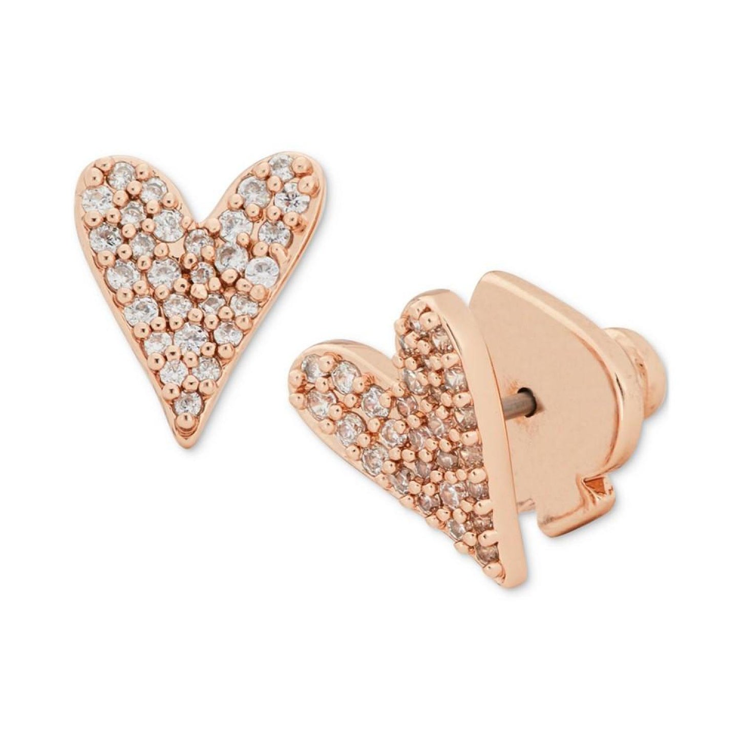 Rose Gold-Tone Pavé Heart Stud Earrings