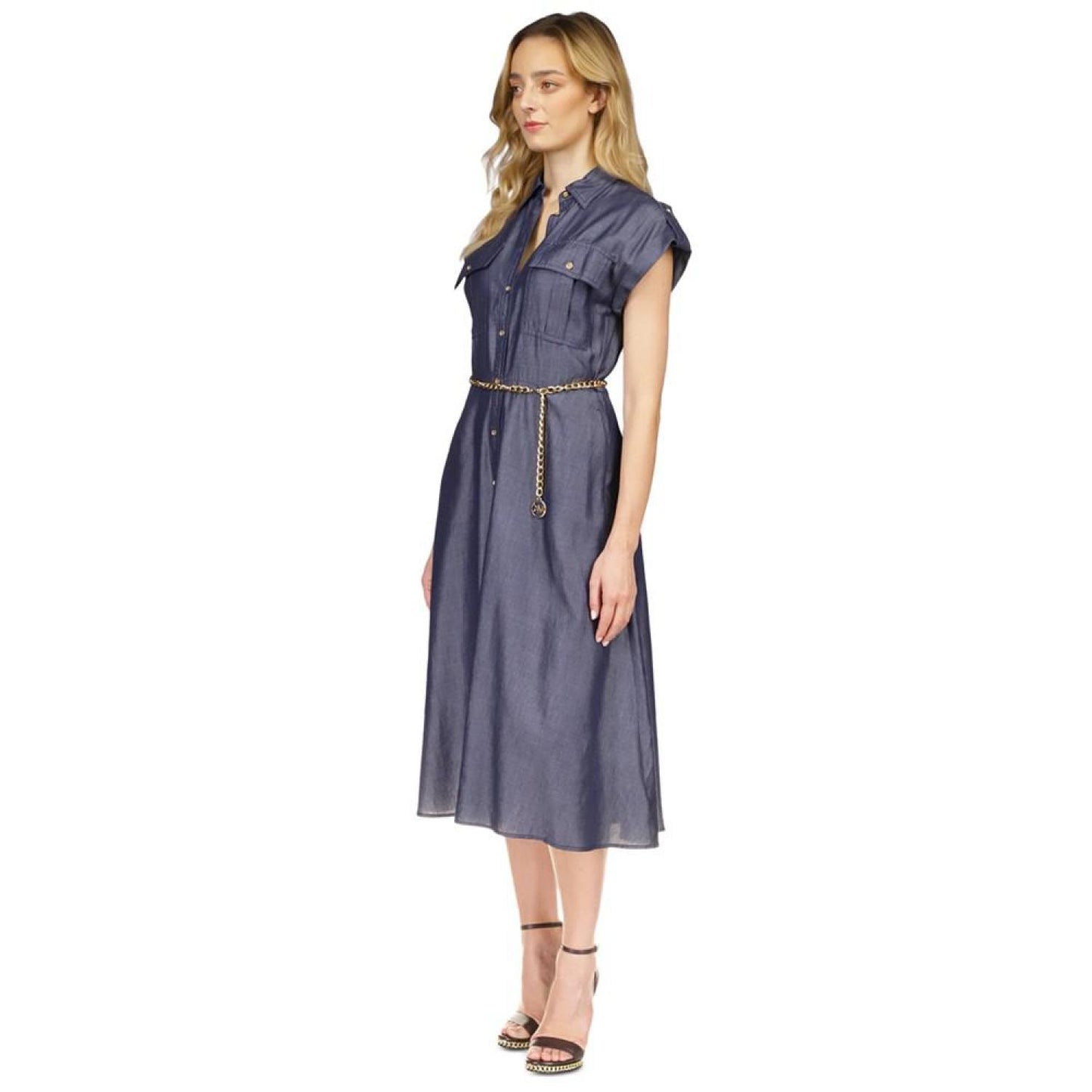 Women's Chain Belt Denim Shirtdress