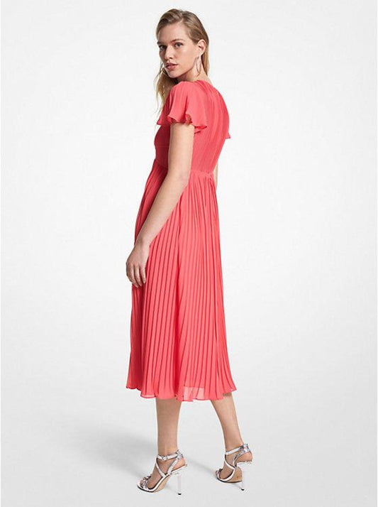 Pleated Georgette Midi Dress