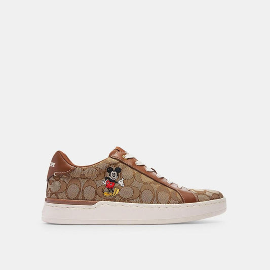 Coach Outlet Disney X Coach Clip Low Top Sneaker In Signature Jacquard With Mickey Mouse