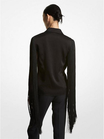 Satin Charmeuse Fringed Shirt