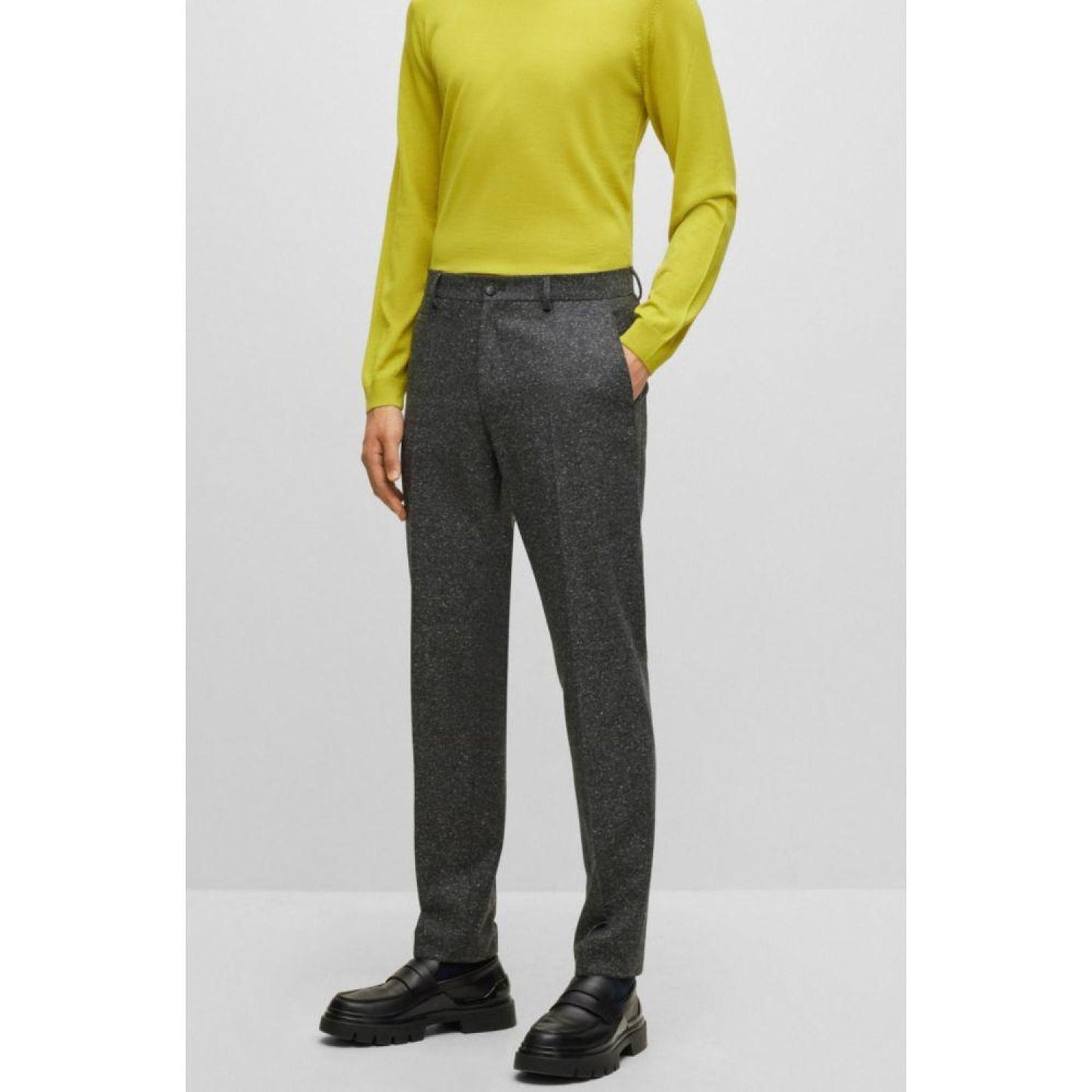 Micro-pattern trousers in a wool blend with silk