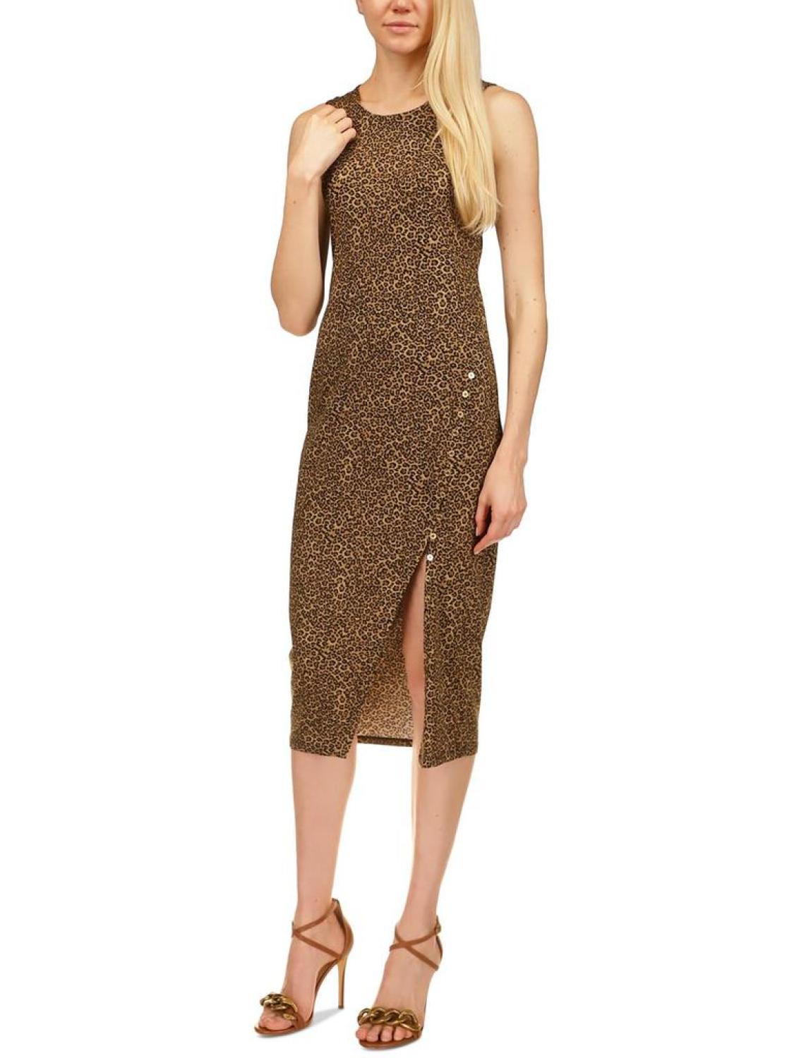 Womens Animal Print Calf Midi Dress