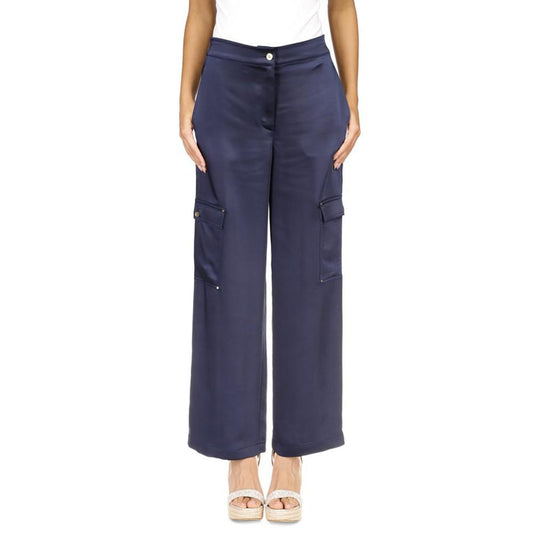 Women's Solid Satin Cargo Pants, Regular & Petite