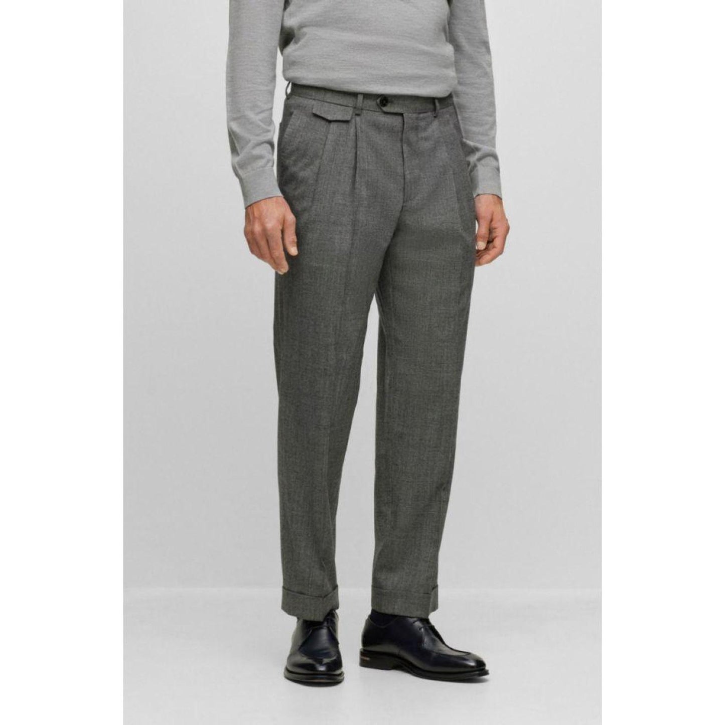 Relaxed-fit trousers in checked stretch wool