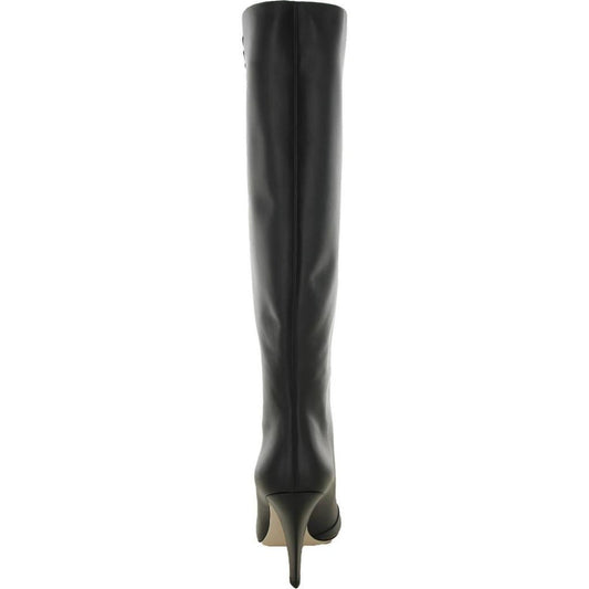 Womens Leather Logo Knee-High Boots