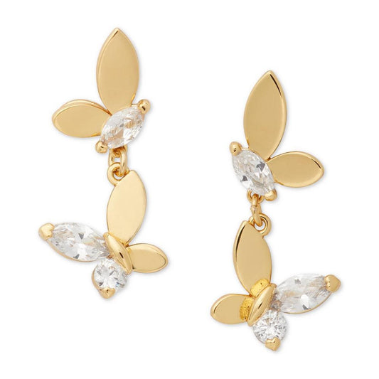 Gold-Tone Crystal Social Butterfly Drop Earrings