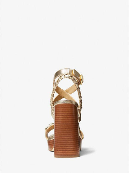 Kailey Embellished Metallic Faux Leather Platform Sandal