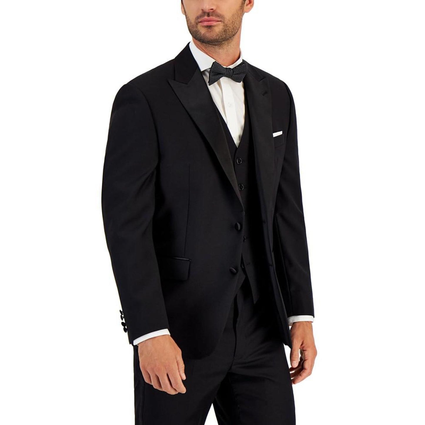 Men's Classic-Fit UltraFlex Stretch Black Peak Lapel Tuxedo Jacket