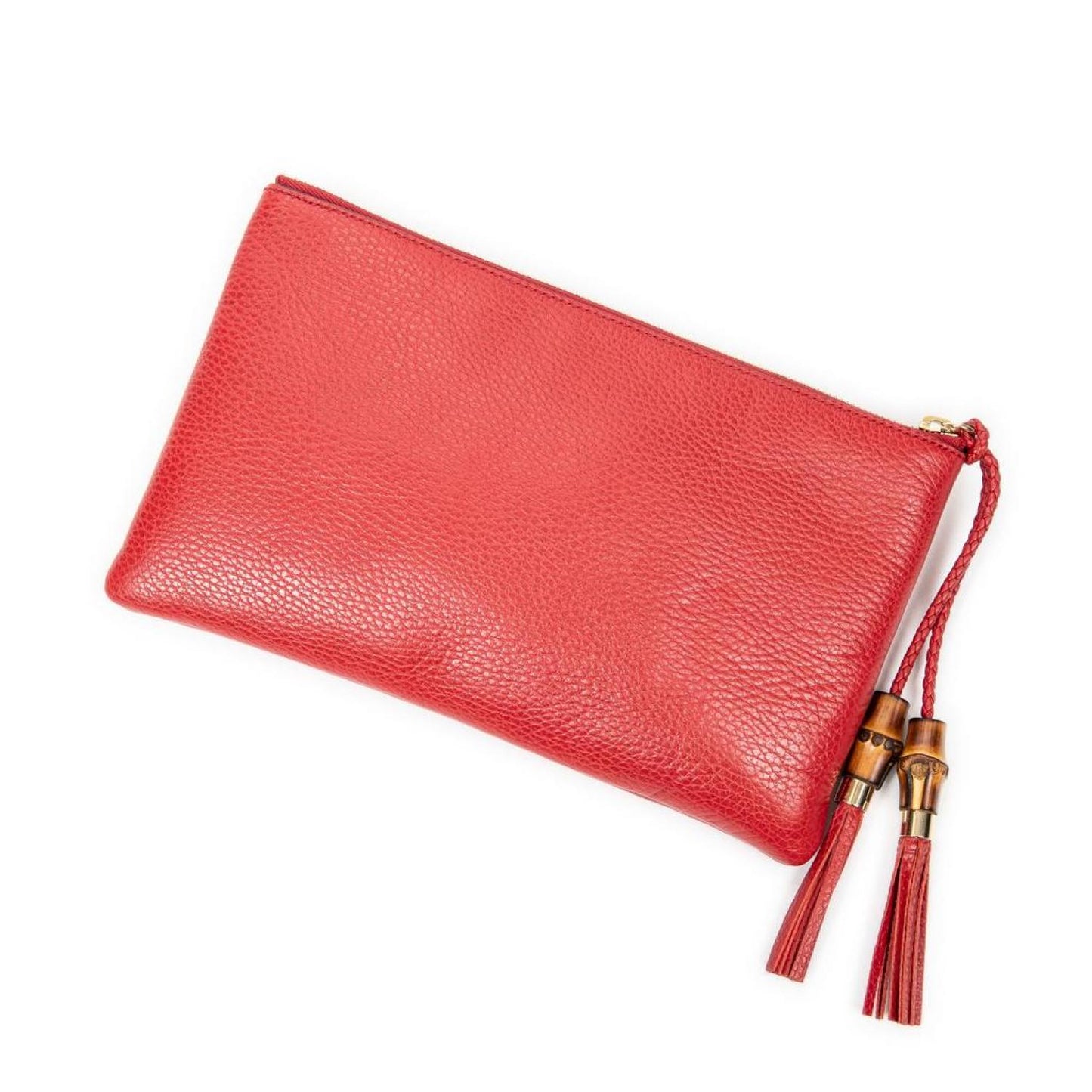 Bamboo Braided Tassel Zip Clutch