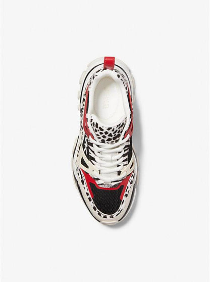 Nick Animal Print Calf Hair and Mesh Trainer