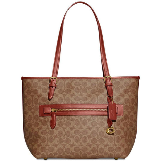 Signature Coated Canvas Taylor Tote with C Dangle Charm